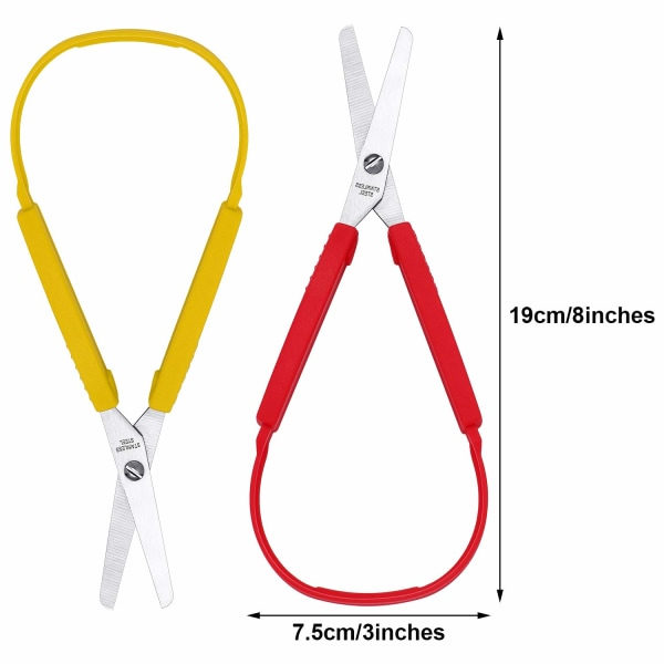 Öglesax Färgglada Greppsaxar Öglehandtag Självöppnande Sax Adaptiv Skärsax för Barn och Vuxna med Speciella Behov, 8 tum (3-pack)
