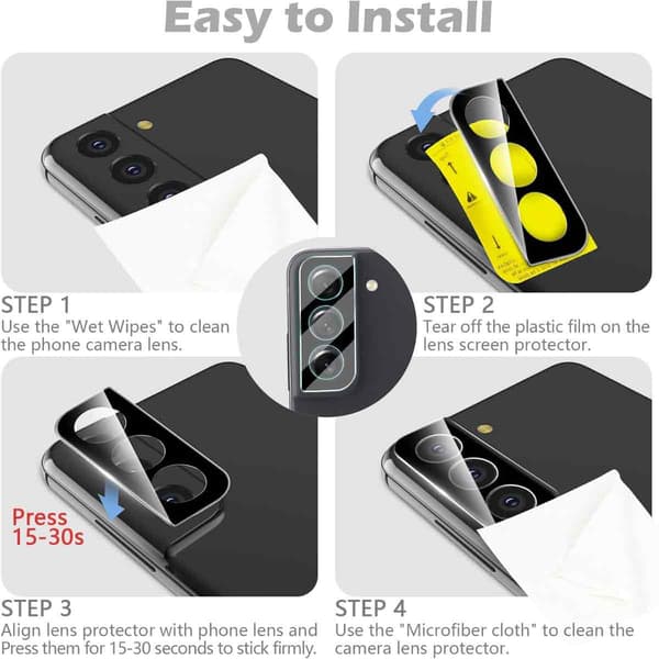 Camera Protector for Samsung Galaxy S22 [2-pack], Scratch-Resistant Tempered Glass Rear Camera Protector, Ultra-Thin, Easy-to-Install Lens Protector_yux