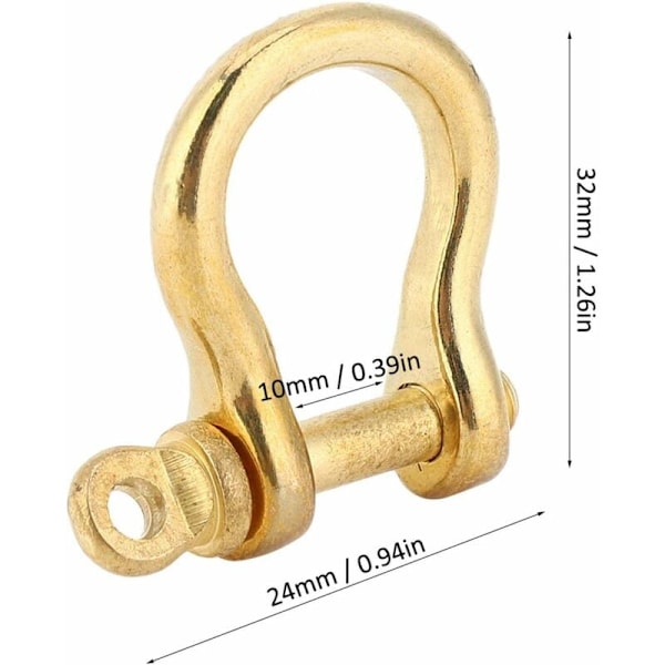 Set Ren Mässing Ankare Schackel U Typ Kedja Schackel Skruv Pin Bågschackel Nyckelring Krok Anslutningsspänne Guld
