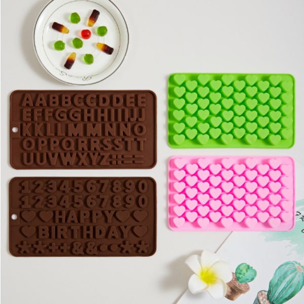 Silica Gel Silikone Form Bogstaver Chokolade Nummer Kage Dekoration Candy Jelly Gummies Cookie Cutter Køkkenværktøj Tilbehør pink bear