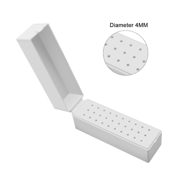 Galaxy Spikborrholder Støvsikkert Stativ Display Organizer Beholder 30 Hull Manikyrværktøjer (Inkluderer ikke spikborr, hvid)