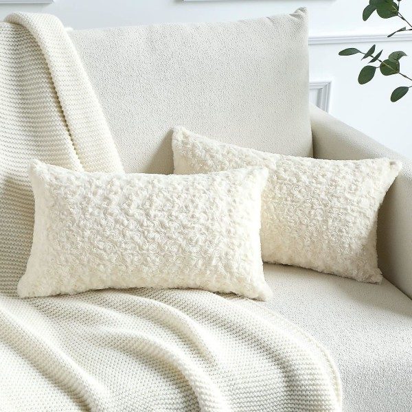 Dekorative putetrekk, sett med 4, myk bomull og lin, for sofa, stol, seng, utendørs/innendørs, påskedekor