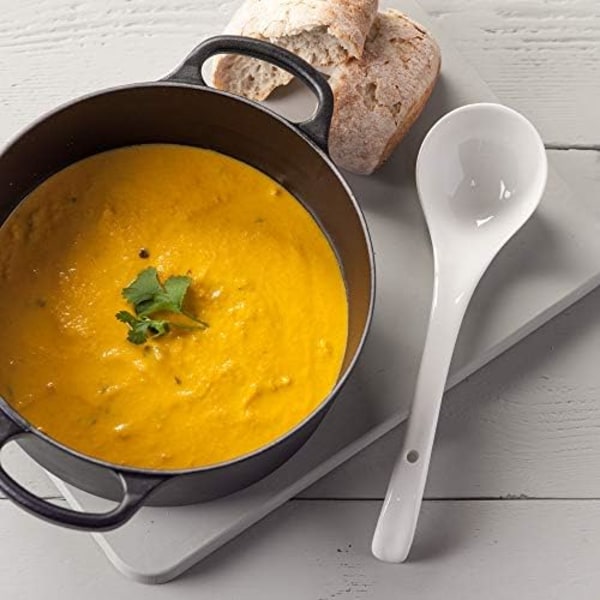 T366 Traditionel Porcelæn Sauce- og Suppeske, 27 cm – Hvid Hvid Ske Hvid Ske Hvid Ske
