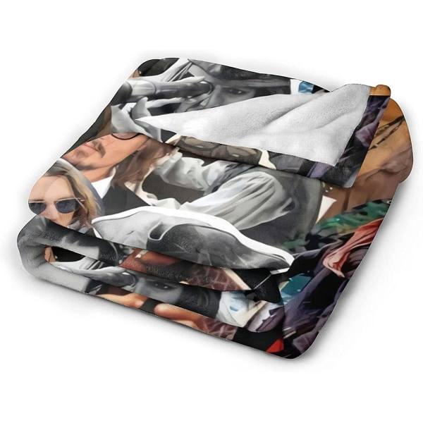 Johnny Depp Myk og behagelig varm fleecepledd for sofa, kontorsseng, sovesofa - Koselig Fluffig Plysj Sengtepper Strandtepper - e427 50x40in 125x100cm