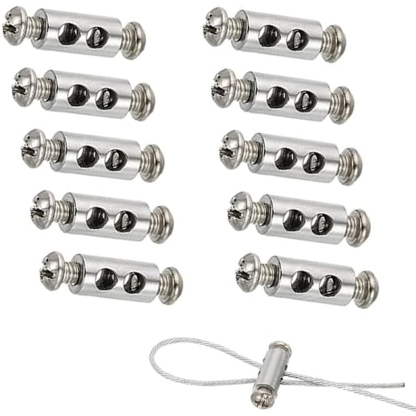 10 st Kabelklämmor med Skruvterminal, Kabelklämmor för 1-2 mm Diameter Kabel och Tråd, Dubbelsidiga Kabelklämmor för Ståltråd och Kabel