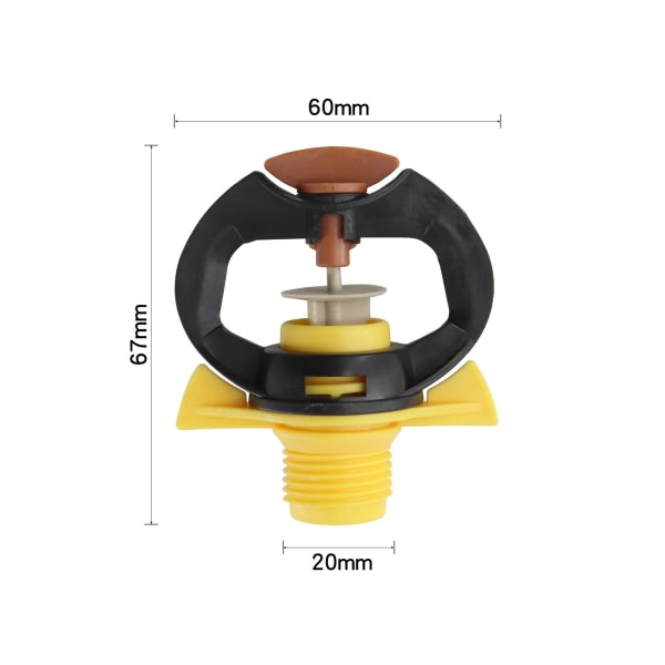 Set med 360° roterende mikroskinker for vanning