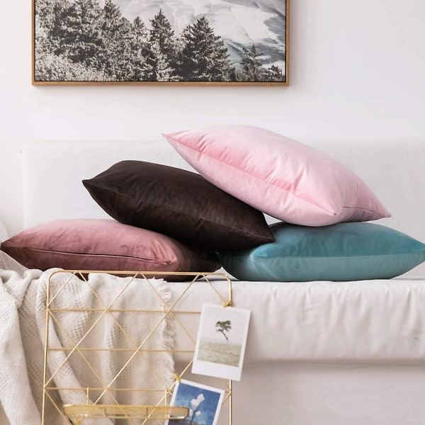 Set med 2 Kuddfodral i Sammet Dekorativ Soffa Case Super Mjuk Inredning Hem Vardagsrum Sovrum För Soffa 2 delar 30x30cm Ljusblå