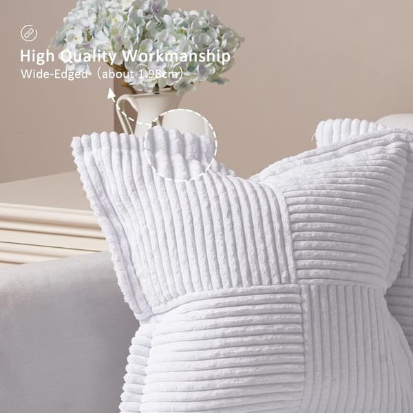 Soffkuddfodral 45x45 rent vitt, randigt, supermjuk klädsel vardagsrum sovrum hem sängstol, fåtölj, för soffa, sovrum, kuddar, 2 x