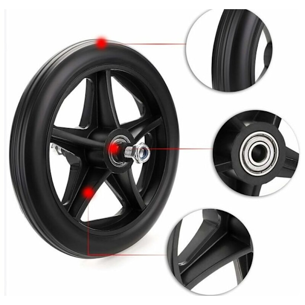 2 kpl 14-15 cm kumisia varaosia pyörätuoliin, rollaattoriin, kävelykeppiin, liukumattomat varaosapyörät, yleiskäyttöiset pyörätuolin pyörät, musta