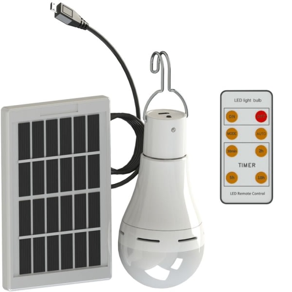 7W Bärbar LED Sol Campinglampa, Fjärrkontroll Vattentät Utomhus Hängande Tältlampa, USB Solpanel Laddningslampa