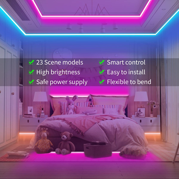 20m LED Lysbånd Bluetooth RGB Lysbånd