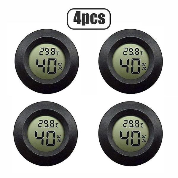 4st Mini LCD-display Rund Digital Termometer Hygrometer