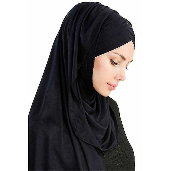 Monokrom skjerfhatt En integrert muslimsk skjerfhatt Cap Svart