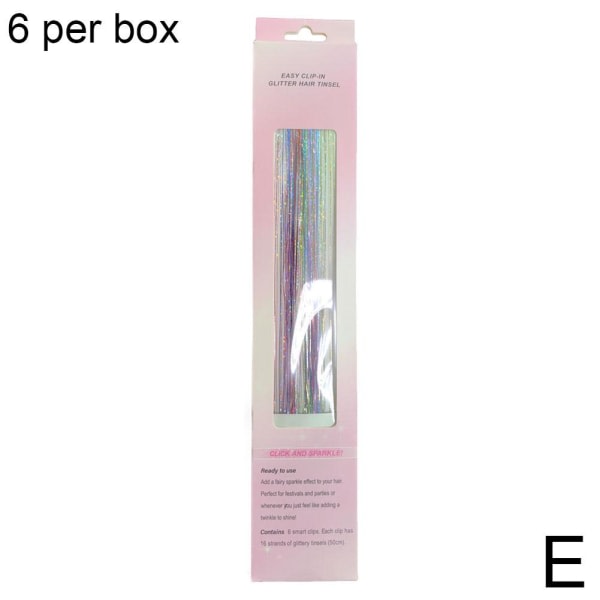 TG 6 ST Clip in Hair Tinsel Kit, Glitter Fairy Tinsel Hair Extensi Sju färger en one size