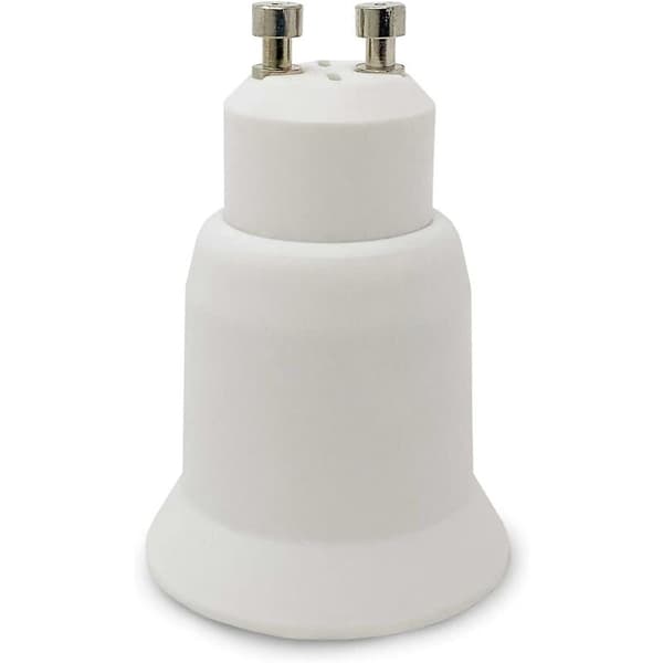 Pakke med 3 Lampebaseadaptere - Hvit - GU10 til E27 Base - Energieffektiv Halogen LED Pære Sokkeladapter
