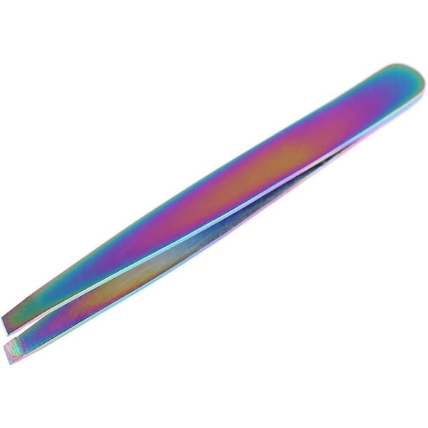 Galaxy Rainbow Rostfritt stål Pincett for øjenbryn med sned spets Ansiktshårborttagning Pincett