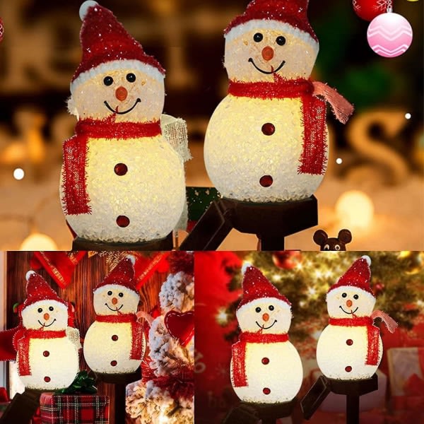 Jul Solar Powered Led Snowman Light Dekor Tr?dg?rdslampor R?d