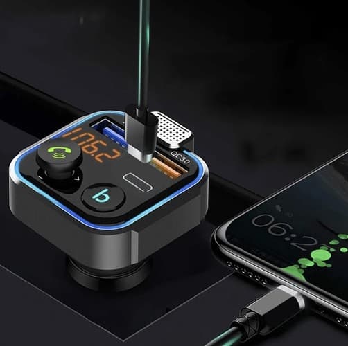 Bluetooth FM-sender & Oplader 20w - Til bilen - Biloplader