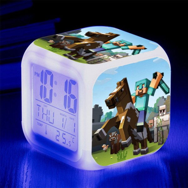 Min verden vekkerklokke LED lysende nattlys 30#