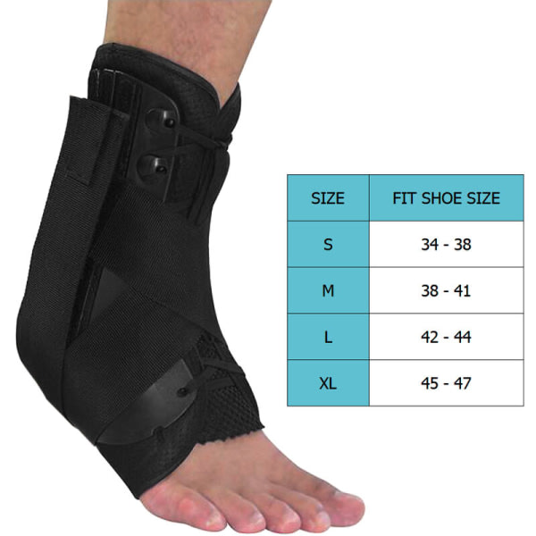 Nilkkavahvistin, rehabilitointi, kahdeksan muotoinen kiinteä tuki, urheiluvälineet (musta L)