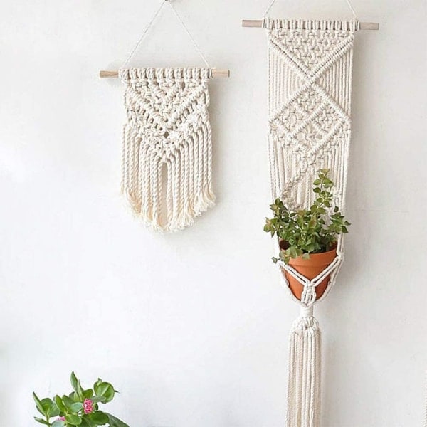 CDQ 6 mm macramé snor, 50 meter tykt bomulds macramé garn (beige)