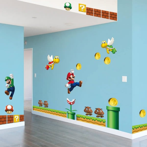 TG Super Mario Build a Scene Vinylväggklistermärken - Väggdekor för väggmålning