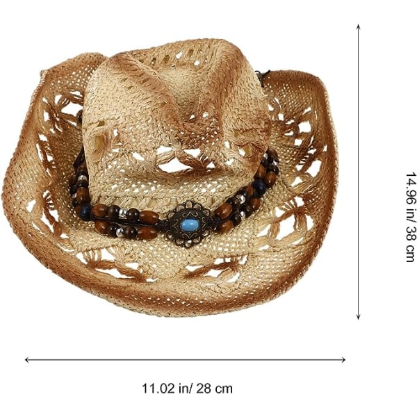 Galaxy Cowboyhatti Miehille ja Naisille Western Cowboy Olkihattu Ranta Leirintä Matkat Kesähattu (Beige) Beige