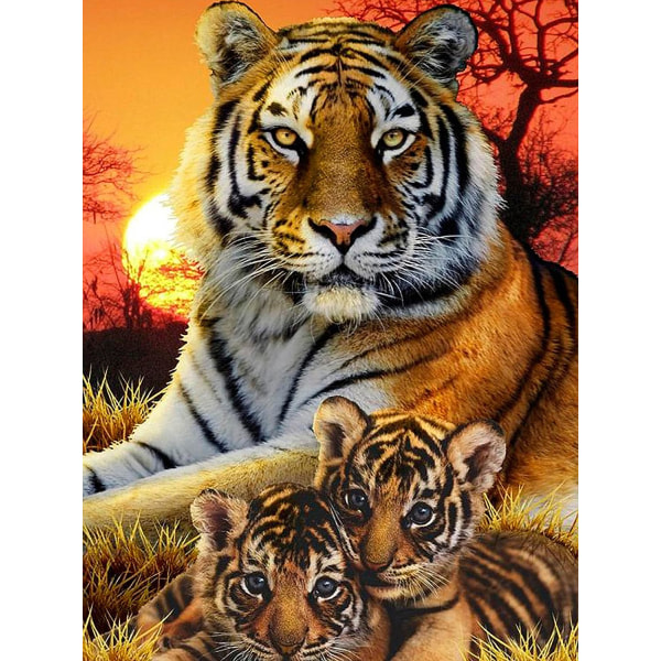 DIY Diamond Painting Tiger komplet sæt, 5D Broderi Diamond Paint