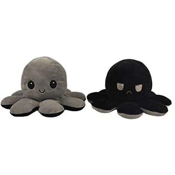 Vendbar dobbeltsidet bamse, plystofyldt, dukkelegetøj (10 cm)
