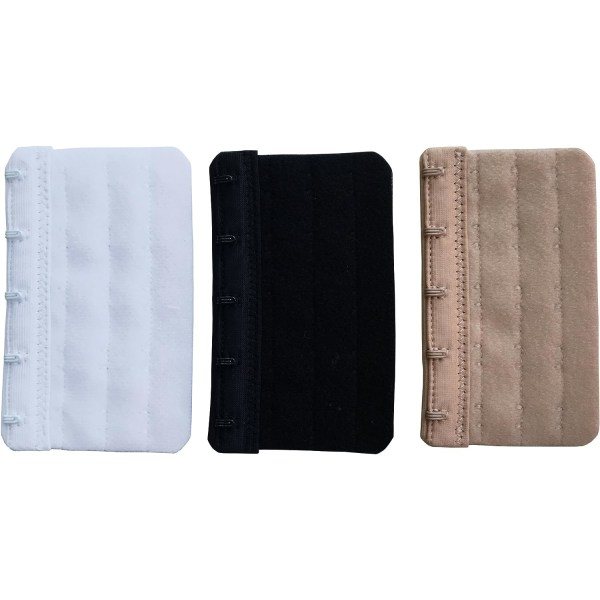 Blandet 3-pak bløde komfortable bh-forlængere med 5 kroge, 5,9 cm x 9,4 cm