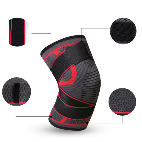Nylon Latex Filament Utomhus Cykling Knäskydd Fyrfelts Stretch Stickad Nylon Knäskydd Sportkläder Sport Säkerhet Knäskydd Röd 2XL