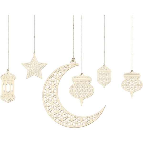 Galaxy Ramadan LED-trälampa, muslimsk Ramadan-festivaldekorasjon, Stjernlyktor, Crescent Moon Night Light