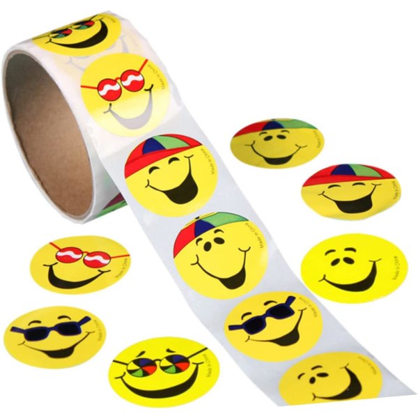 Smile Face-klistermærker 100 stk. gult papir til lærere og forældre