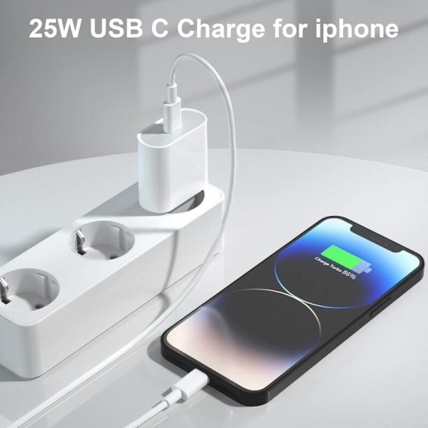 USB C-kontakt, 20W snabbladdare för iPhone 14/14 Pro/14 Pro Max/14 Plus/13/12/11/SE 2020/X/XS/XR