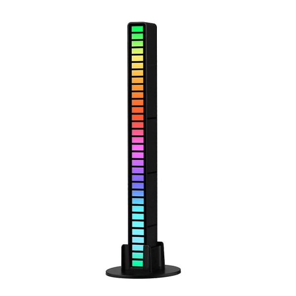 Stilige lydstyrte omgivelseslys, musikklys med 32 fargerike lamper, oppladbart type C svart