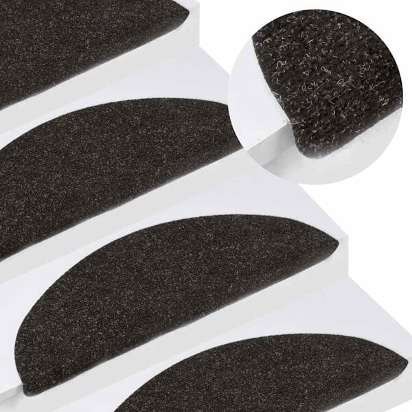 vidaXL Selvklæbende trappetrinmåtter 15 stk. 56x17x3 cm Sort Black Svart