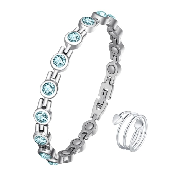 TG Kvinnors lymfdr?nering magnetiskt armband, Zirconia Crystal Ma