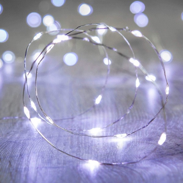 Led Fairy Lights Cool White. 10ft/3m 30 LED-strenglys Batteridrevet