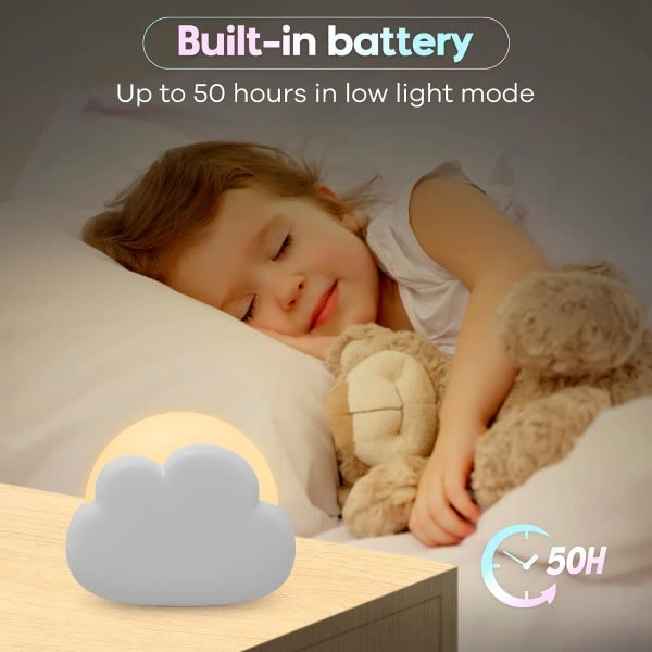 Galaxy 2-pack baby , uppladdningsbar nattlampa för barn, 4 ljusstyrkanivåer, molnform