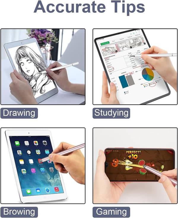 Pekstift för iPad, 2-pack 2-i-1 Disc-pekstift för pekskärmar, Kapacitiv pekstift med magnetisk mössa, Kompatibel med iPad iPhone Pro Android