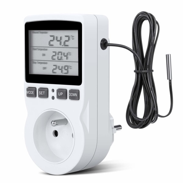 Digital / Värme Kylning Termostat Uttag LCD Temperaturregulator, 230V for växthusgård Temperaturregulator/Terrarium Termostat (uttag)