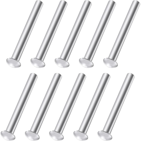 10 stk 50 x 6 mm runde aluminiumsnitter med massivt hoved - Beslag til haveværktøj