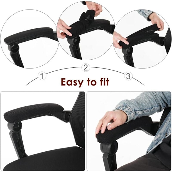 Par Armstödsskydd för Kontorsstol/Armstödsskydd för Skrivbordsstol Armbågskudde Spelstol Armdyna Svart, av DEBUNS