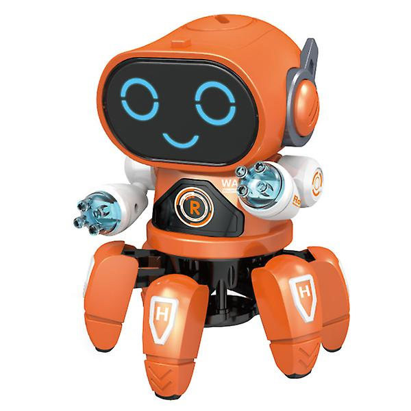 Seksbenet intelligent robot DIY Elektrisk let musikdans (hvid)