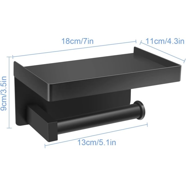 Galaxy Toalettrullehållare i rostfritt stål för badrum, kök, toalett (svart)