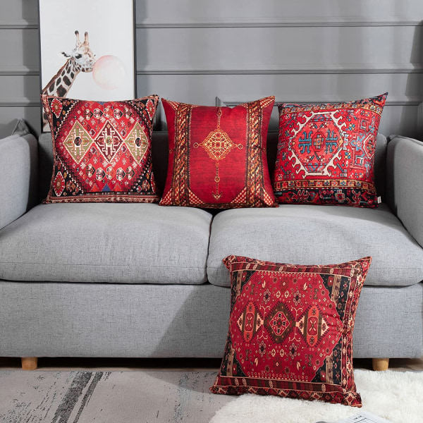 Kuddfodral Geometrisk Persisk Kilim Heminredning Set om 4