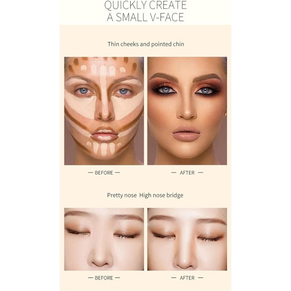 TG 6 farger Contour Stick, Contour Concealer Highlighter Stick, Dobbelt hode Kropp og Ansikt Lysere og Nyanser