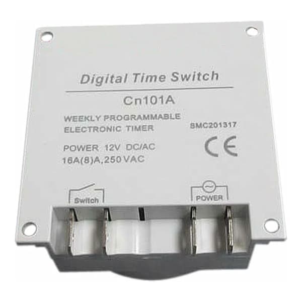 CN101 12V DC/AC Digital Timer, LCD Programmerbart Tidsrelæ til Elektriske Stikkontakter Hvid
