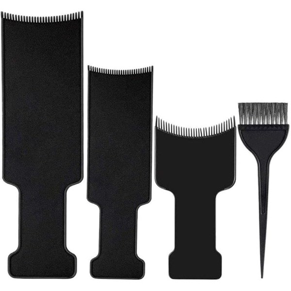TG Kit med 4 balayage-brädor og penslar, 3 hårfärgstavlor og 1 hårfärgningsborste for farger og salongsanvändning.