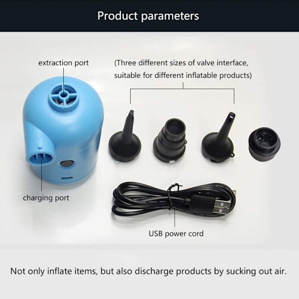 Elektrisk oppblåsbar pumpe, elektrisk luftpumpe for bassengleker, elektrisk båtpumpe for oppblåsbar seng sofa elektrisk luftpumpe